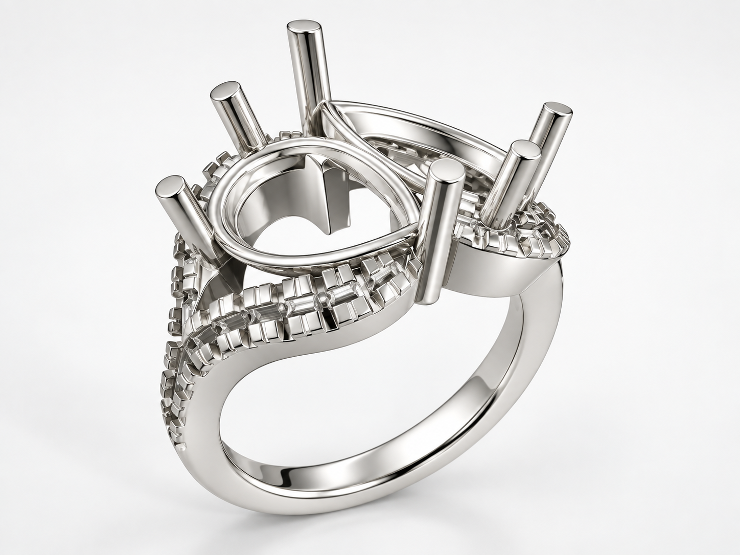 White-metal ring casting before stone setting and finishing